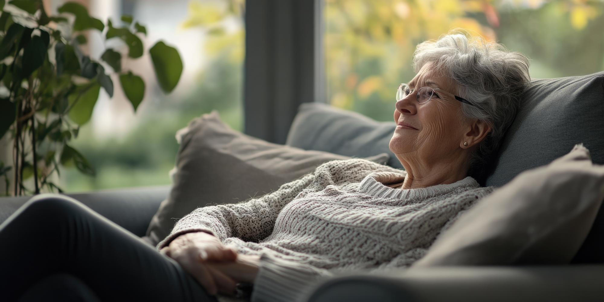 Woman relaxing comfortably at home